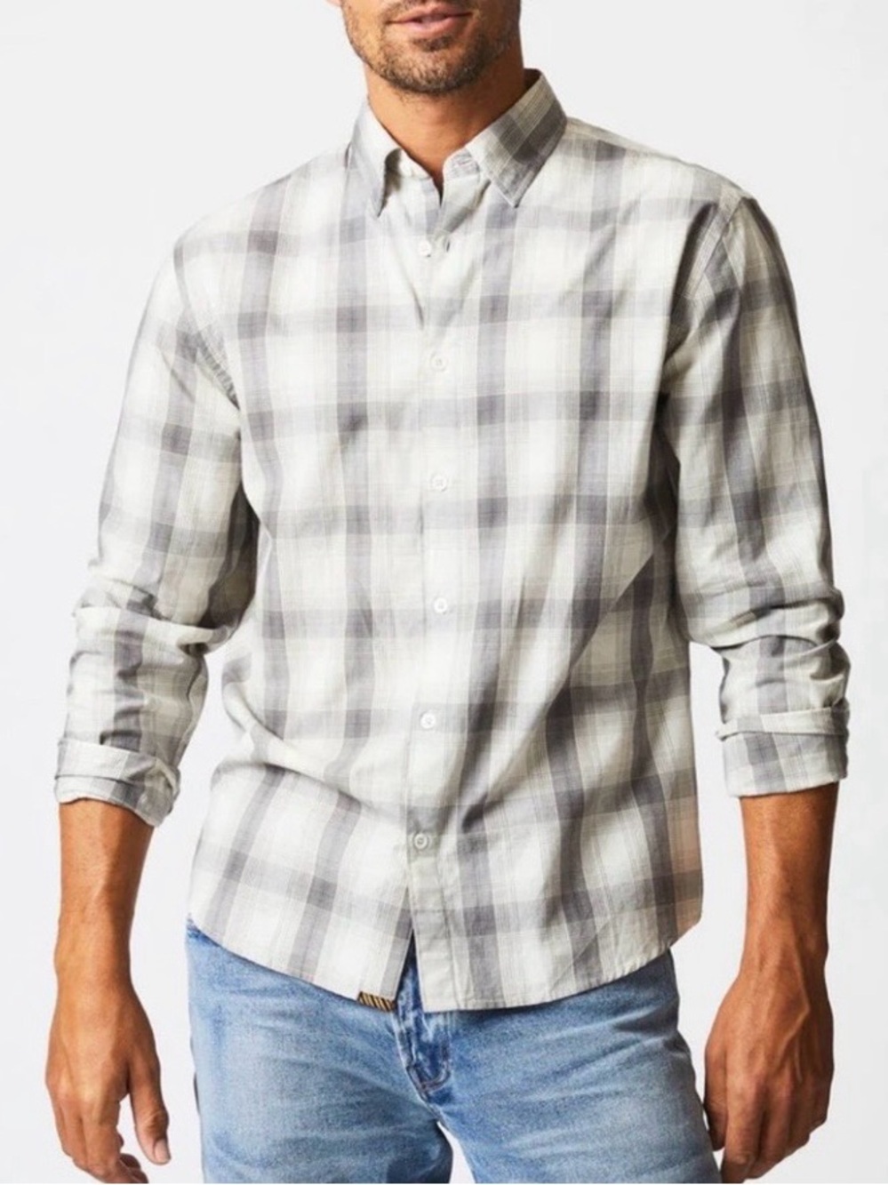 Billy Reid Tuscumbia Check Linen Button Down Shirt size large excellent!